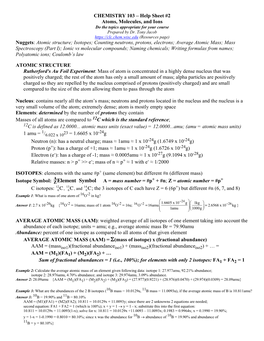 Atomic Structure; Isotopes