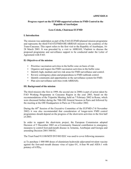 APPENDIX 8 Progress Report on the EUFMD Supported Actions in FMD