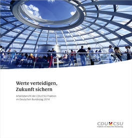 Arbeitsbericht Der CDU/CSU-Bundestagsfraktion 2014 5 Bild Links: Bundeskanzlerin Angela Merkel Spricht Während Einer Fraktions­ Sitzung