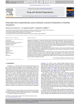 Psilocybin Dose-Dependently Causes Delayed, Transient Headaches in Healthy Volunteers