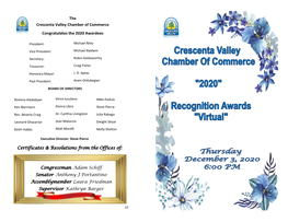 The Crescenta Valley Chamber of Commerce Congratulates the 2020 Awardees