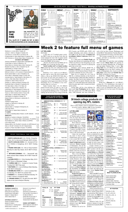 Week 2 to Feature Full Menu of Games Washburn Vs