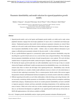 Parameter Identifiability and Model Selection for Sigmoid Population