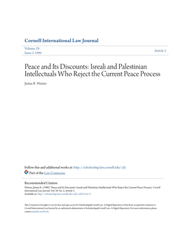 Isreali and Palestinian Intellectuals Who Reject the Current Peace Process Justus R