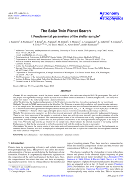 The Solar Twin Planet Search I