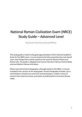 (NRCE) Study Guide – Advanced Level