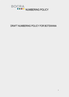 Draft Numbering Policy for Botswana