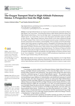 The Oxygen Transport Triad in High-Altitude Pulmonary Edema: a Perspective from the High Andes