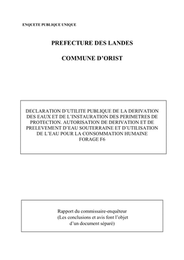 Prefecture Des Landes Commune D'orist