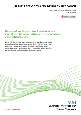Nurse Staffing Levels, Missed Vital Signs and Mortality in Hospitals: Retrospective Longitudinal Observational Study