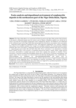 Facies Analysis and Depositional Environment of Conglomeritic Deposits in the Northeastern Part of the Niger Delta Basin, Nigeria