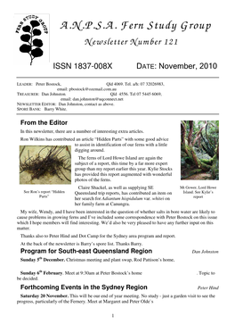 A.N.P.S.A. Fern Study Group Newsletter Number 121
