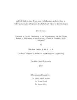 A Fully-Integrated Four-Way Outphasing Architecture in Heterogeneously Integrated CMOS/Gan Process Technologies