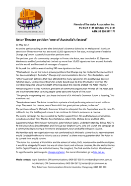 Astor Theatre Petition