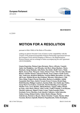 En En Motion for a Resolution