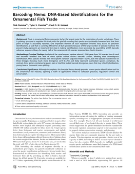 Barcoding Nemo: DNA-Based Identifications for the Ornamental Fish Trade