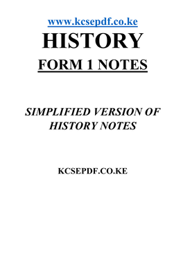 Form 1 History Notes