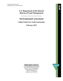 Environmental Assessment Salida Trails-New Trail Construction I