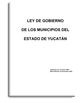 Ley De Gobierno De Los Municipios Del Estado De Yucatán