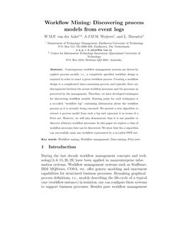 Workflow Mining: Discovering Process Models from Event Logs