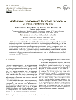 Application of the Governance Disruptions Framework to German Agricultural Soil Policy