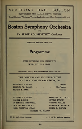 Boston Symphony Orchestra Concert Programs, Season 50,1930