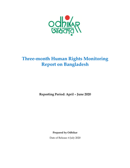 Three-Month Human Rights Monitoring Report on Bangladesh