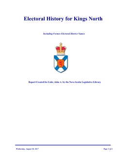 Electoral History for Kings North