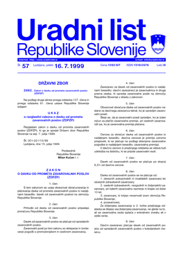 Republike Slovenije Internet: E-Mail: Info@Uradni-List.Si Št