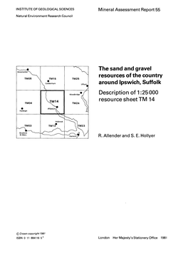 Ipswich, Suffolk TM25 1 Description of I :25 000 Resource Sheet TM 14 TM04 E Hadleigh