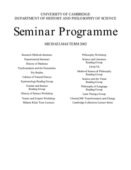 Seminar Programme