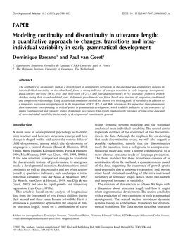 PAPER Modeling Continuity and Discontinuity In