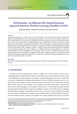 An Efficient XSS Attack Detection Approach Based on Machine Learning Classifier on Snss