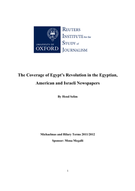 The Coverage of Egypt's Revolution in the Egyptian, American and Israeli