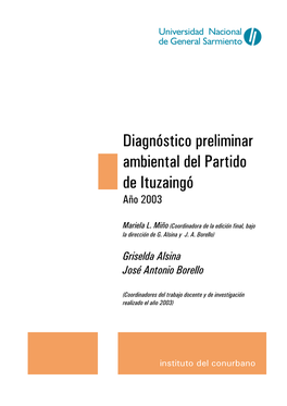 Diagnóstico Preliminar Ambiental Del Partido De Ituzaingó Año 2003