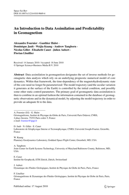 An Introduction to Data Assimilation and Predictability in Geomagnetism