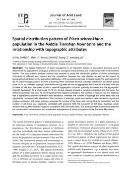 Spatial Distribution Pattern of Picea Schrenkiana Population in the Middle Tianshan Mountains and the Relationship with Topographic Attributes