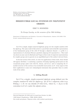 Irreducible Local Systems on Nilpotent Orbits