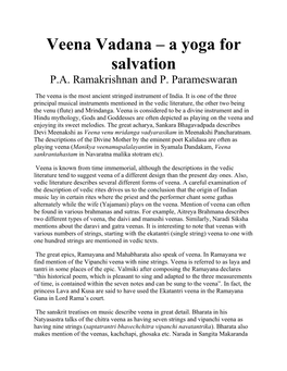 Veena Vadana – a Yoga for Salvation