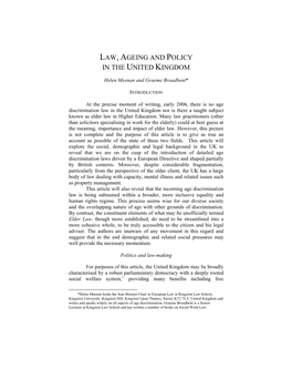 Law, Ageing and Policy in the United Kingdom