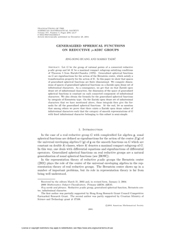 GENERALIZED SPHERICAL FUNCTIONS on REDUCTIVE P-ADIC GROUPS