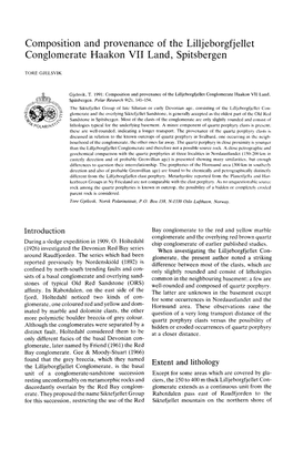 Composition and Provenance of the Lilljeborgfjellet Conglomerate Haakon VII Land, Spitsbergen