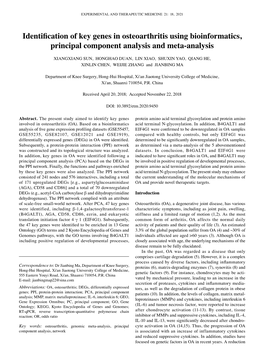 Identification of Key Genes in Osteoarthritis Using Bioinformatics, Principal Component Analysis and Meta‑Analysis