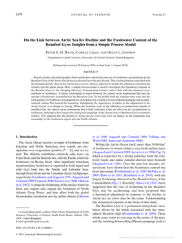 On the Link Between Arctic Sea Ice Decline and the Freshwater Content of the Beaufort Gyre: Insights from a Simple Process Model