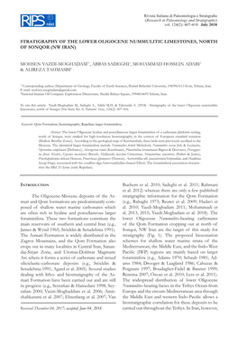 Stratigraphy of the Lower Oligocene Nummulitic Limestones, North of Sonqor (Nw Iran)