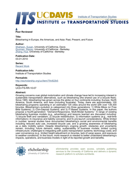 Institute of Transportation Studies UC Davis