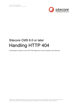 Sitecore CMS 6.0 Or Later Handling HTTP 404 Rev: Oct 4, 2013