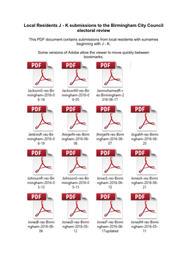 K Submissions to the Birmingham City Council Electoral Review