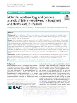 Molecular Epidemiology and Genome Analysis of Feline Morbillivirus In