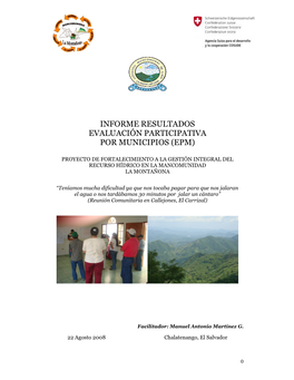 Informe Resultados Evaluación Participativa Por Municipios (Epm)